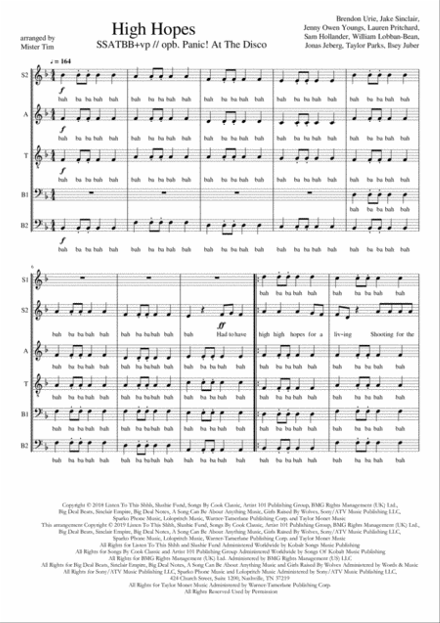 High Hopes High Hopes Divisi scores gallery preview page 1