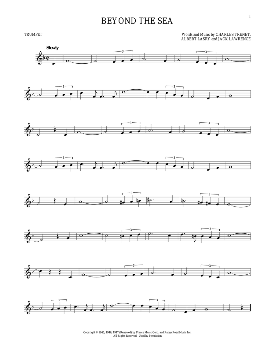 Beyond The Sea Trumpet Solo scores gallery preview page 1
