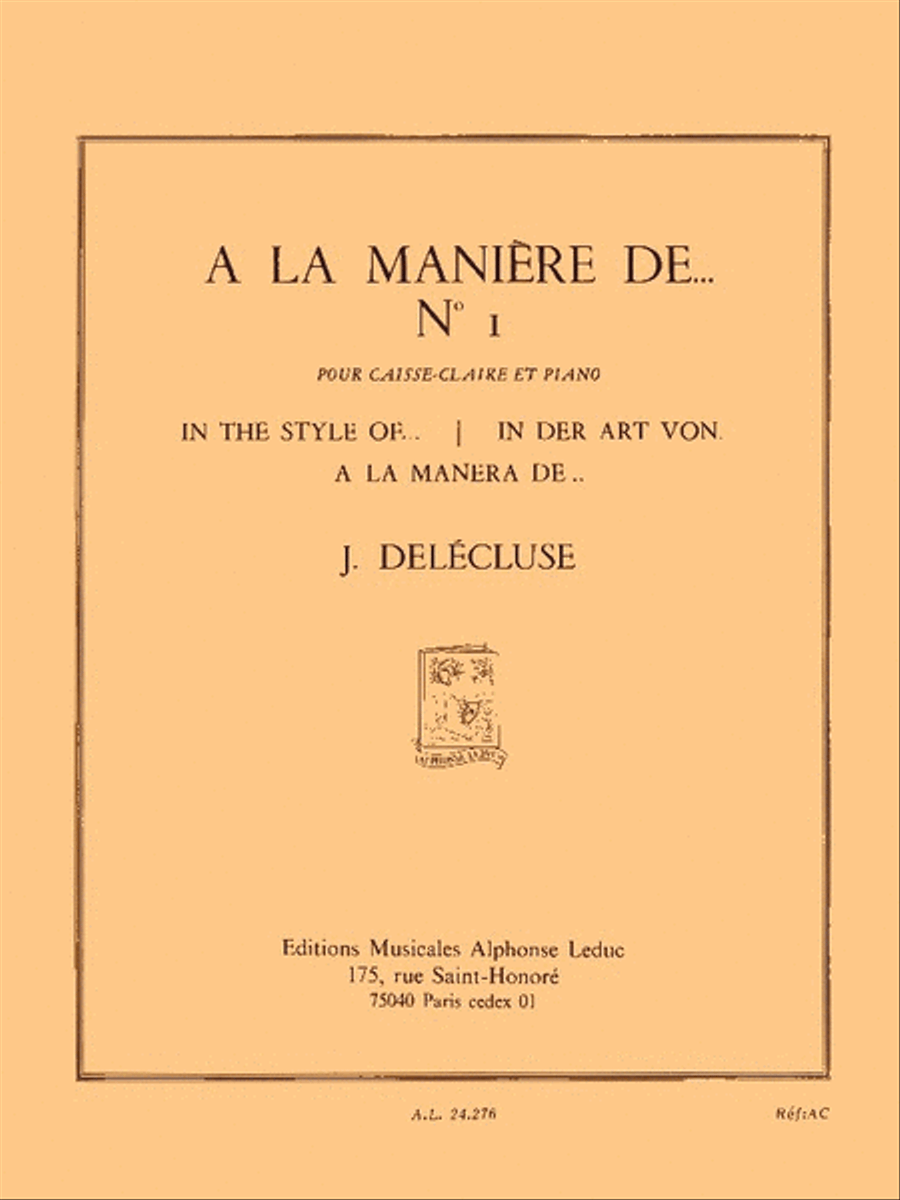 A La Maniere De...no.1 (percussion And Piano) Piano Accompaniment scores gallery preview page 1