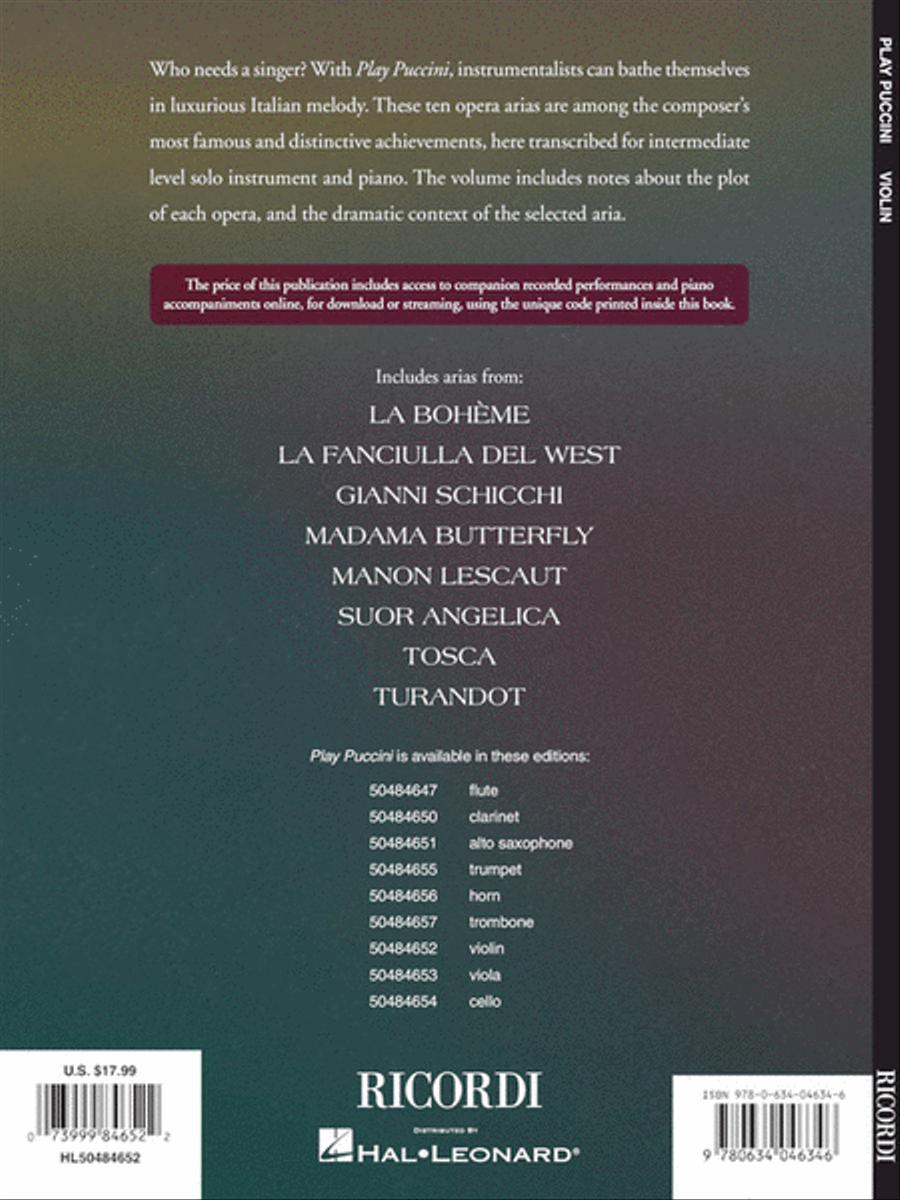 Play Puccini Play Puccini Violin Solo scores gallery preview page 5