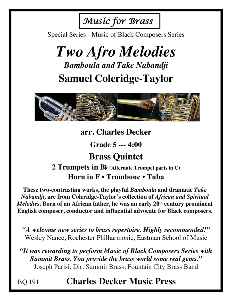 Two Afro Melodies: Bamboula and Take Nabandji for Brass Quintet Brass Quintet scores gallery preview page 1