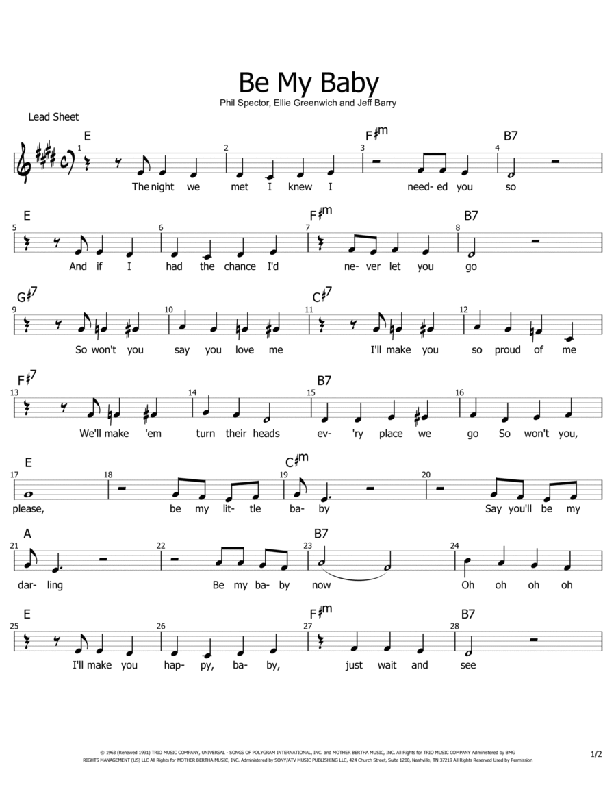 Be My Baby Piano scores gallery preview page 1