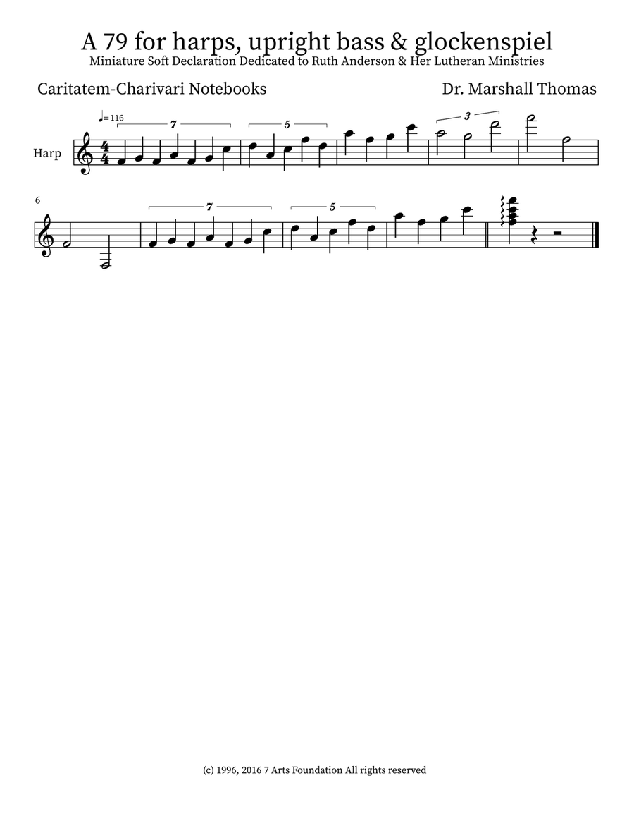 A 79 for harps, upright bass & glockenspiel Small Ensemble scores gallery preview page 3