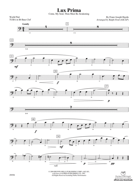 Lux Prima (Come, My Soul, Thou Must Be Awakening): (wp) B-flat Tuba B.C.