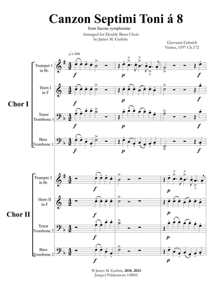 Gabrieli: Canzon Septimi Toni Ch. 172 for Double Brass Choir image number null