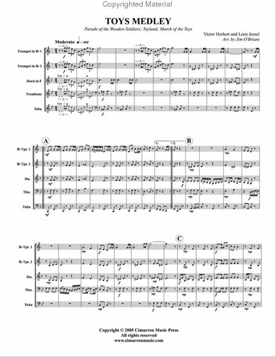 Toys Medley Toys Medley Brass Quintet scores gallery preview page 2