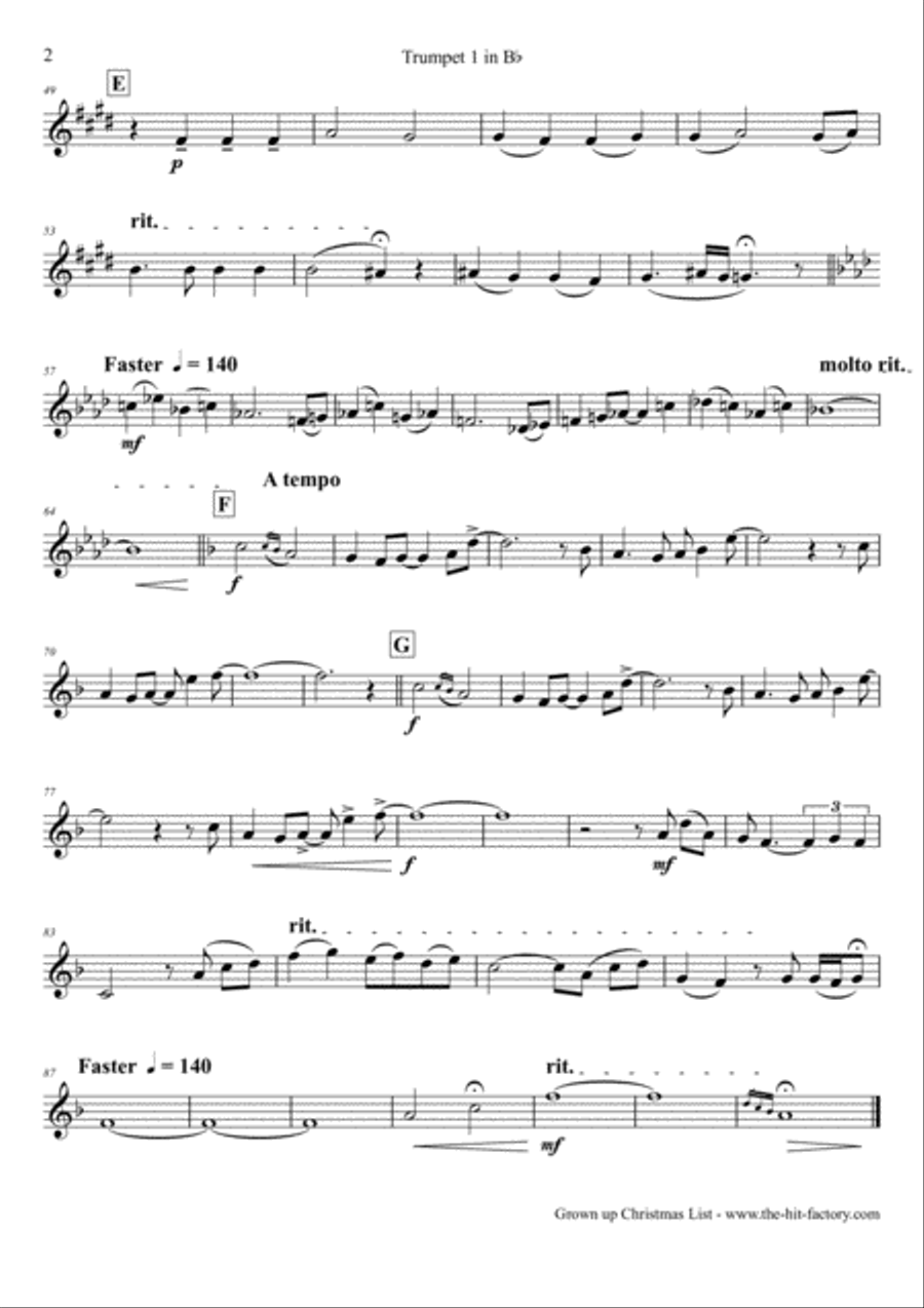 Grown-Up Christmas List Brass Quartet scores gallery preview page 6