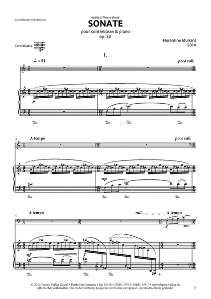 Sonate pour contrebassa et piano