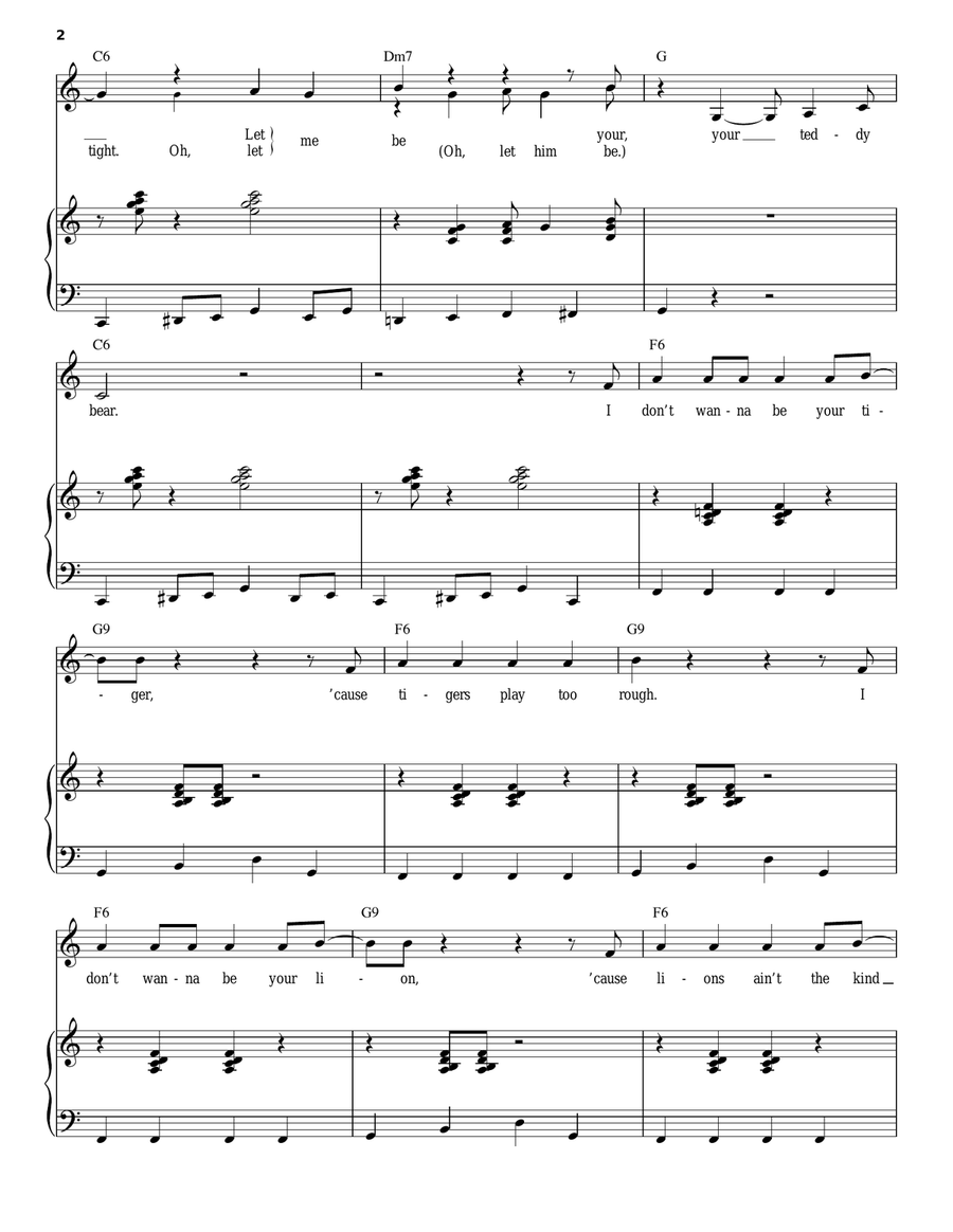 (Let Me Be Your) Teddy Bear Piano, Vocal scores gallery preview page 2
