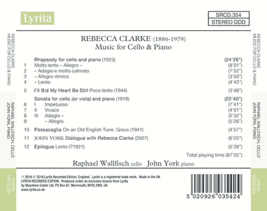 Rebecca Clarke: Music for Cello & Piano