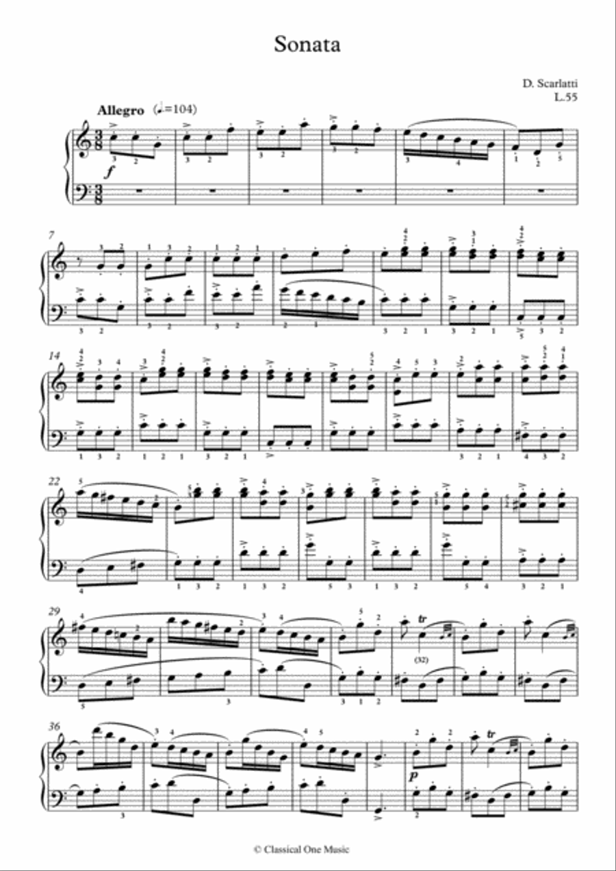 Scarlatti-Sonata in C-Major L.55 K.330(piano) Piano Solo scores gallery preview page 2