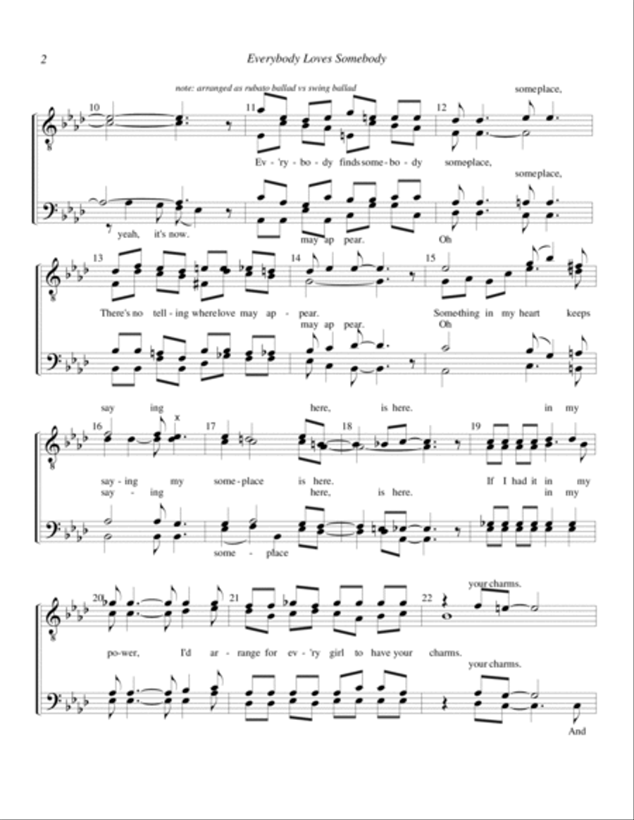 Everybody Loves Somebody TTBB scores gallery preview page 2