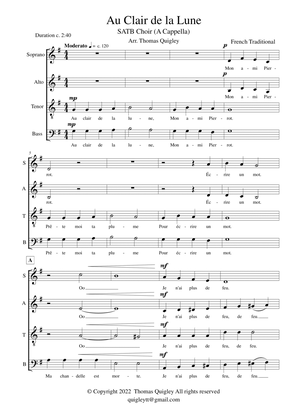 Au Clair de la Lune (SATB A Cappella)