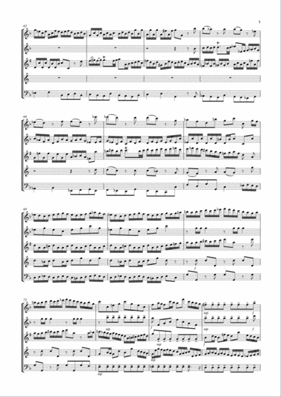 Brandenburg Concerto No. 2 (1st. Mov.): Wind Quintet Brandenburg Concerto No. 2 (1st. Mov.): Wind Quintet Woodwind Quintet scores gallery preview page 5