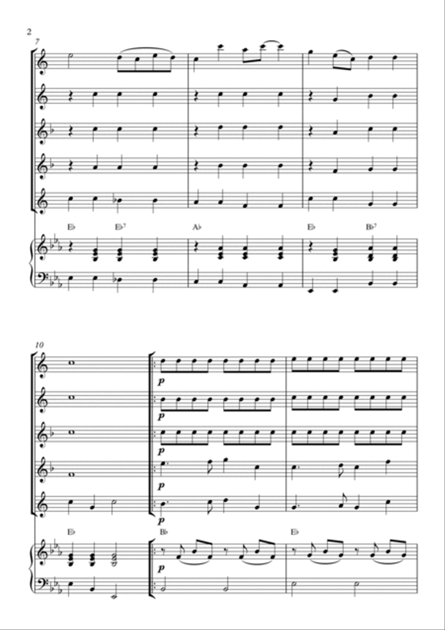 Swanee River (Old Folks at Home) Saxophone Quintet scores gallery preview page 2