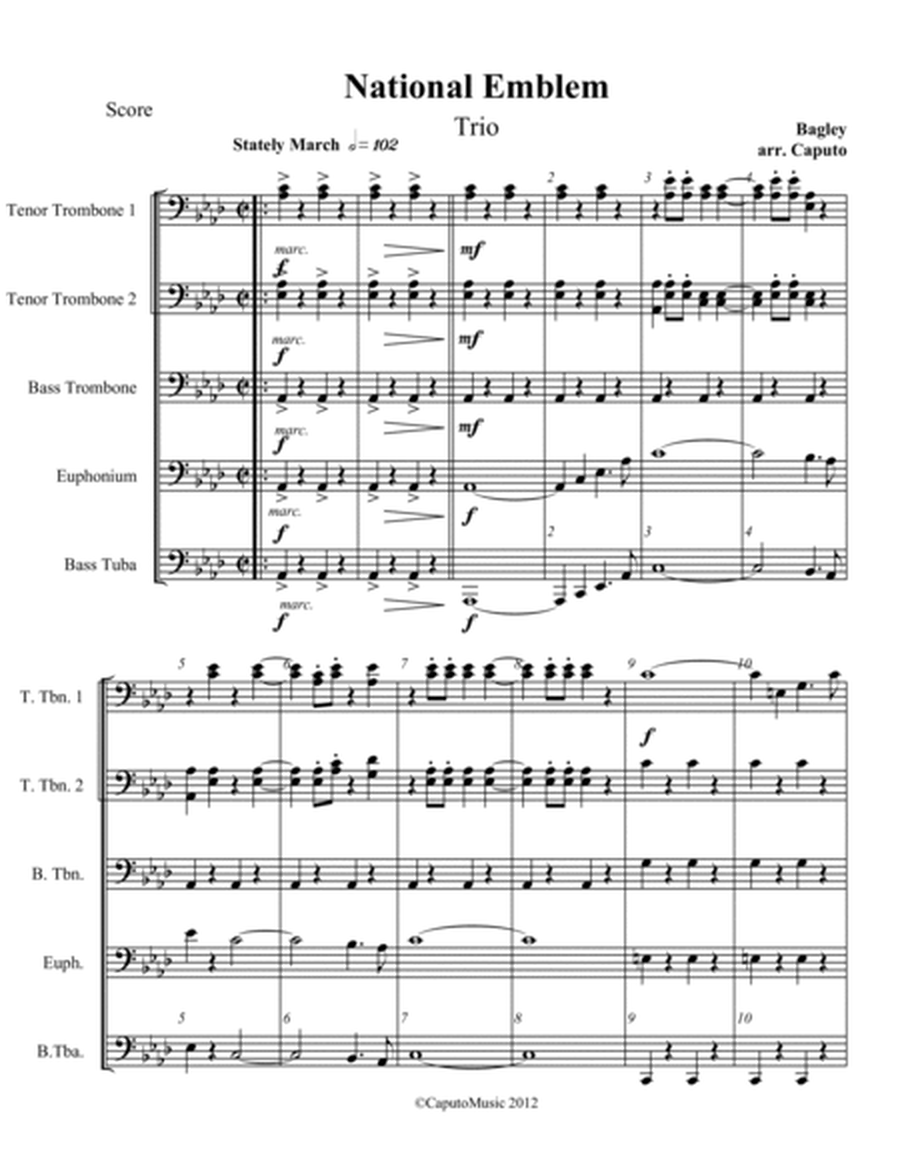 Low Brass Patriotic Opener-Anthem USA and Trio Nat'l. Emblem-Score image number null