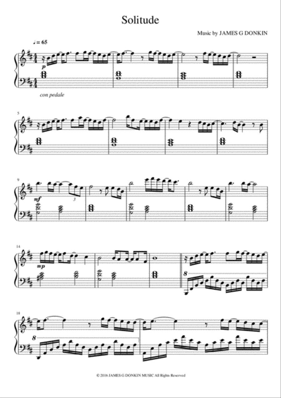 Solitude Solitude Piano Solo scores gallery preview page 1