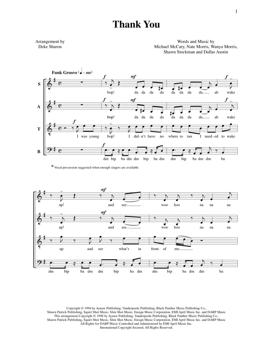 Thank You Thank You 4-Part scores gallery preview page 1