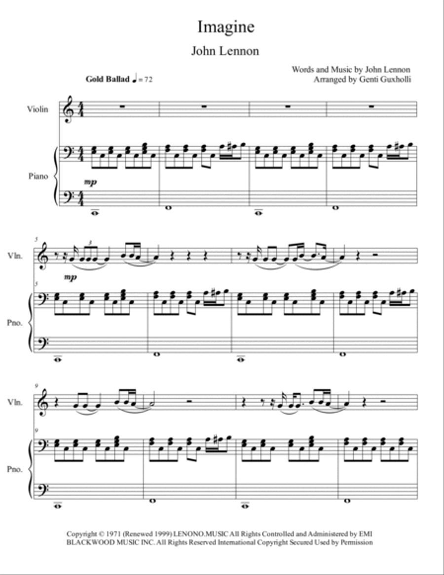 Imagine Violin Solo scores gallery preview page 2