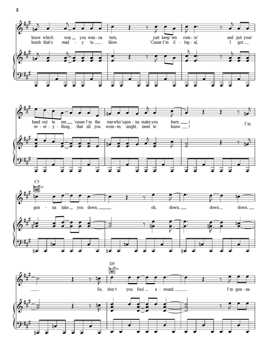 Shoot To Thrill Piano, Vocal, Guitar scores gallery preview page 2