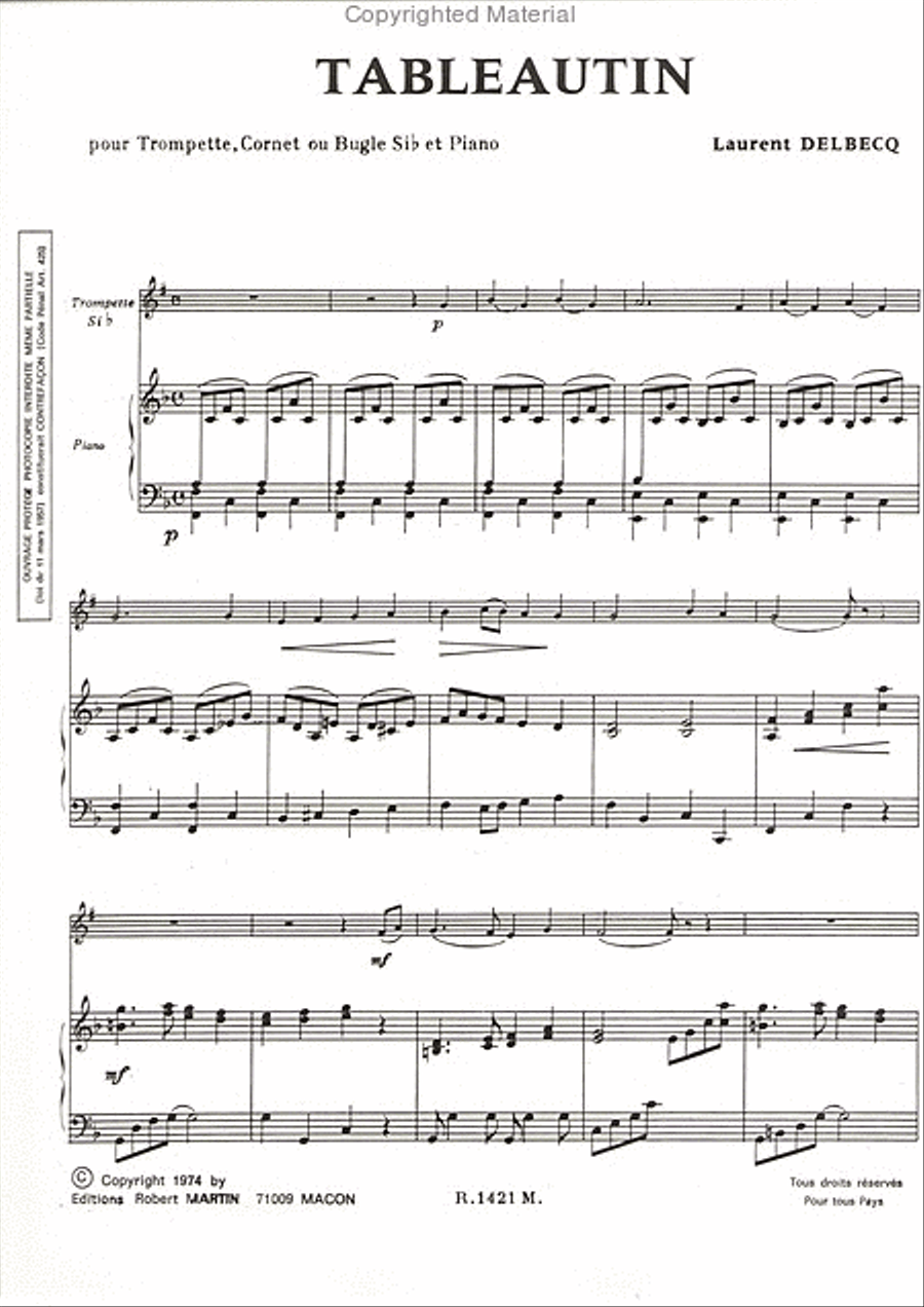 Tableautin Tableautin Trumpet Solo scores gallery preview page 2