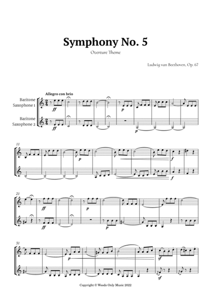 Symphony No. 5 by Beethoven for Baritone Sax Duet image number null