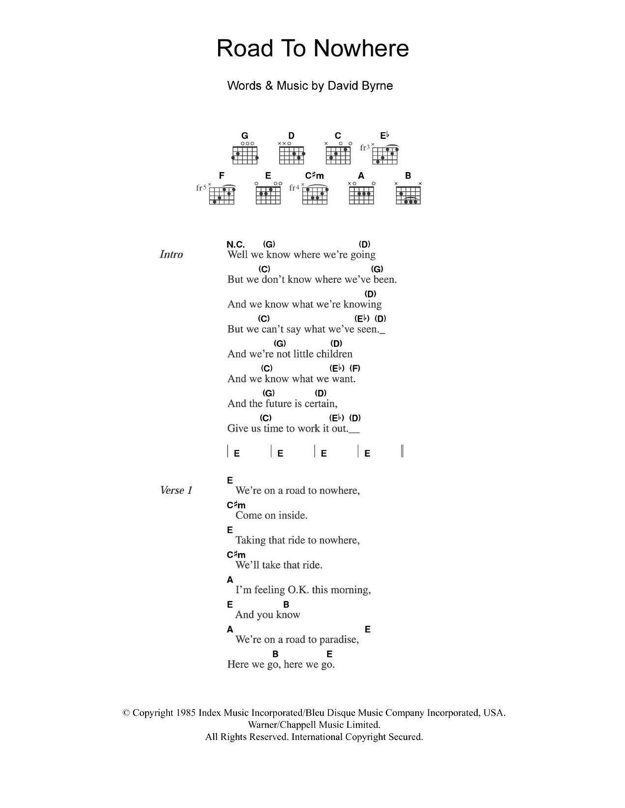 Road To Nowhere Road To Nowhere Acoustic Guitar scores gallery preview page 1