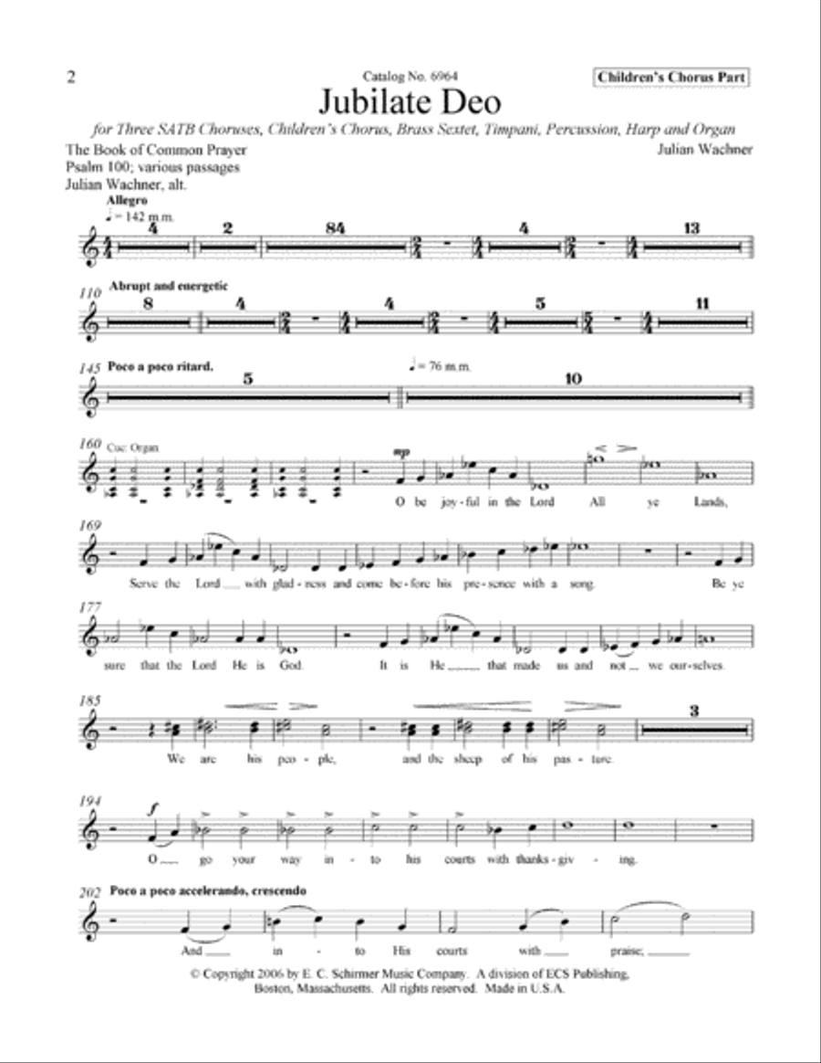 Jubilate Deo (Downloadable Children's Chorus Part) Children's Choir scores gallery preview page 2