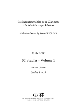 Book cover for Tuition Book - 32 Studies for Clarinet - Volume 1 - Studies 1 to 16