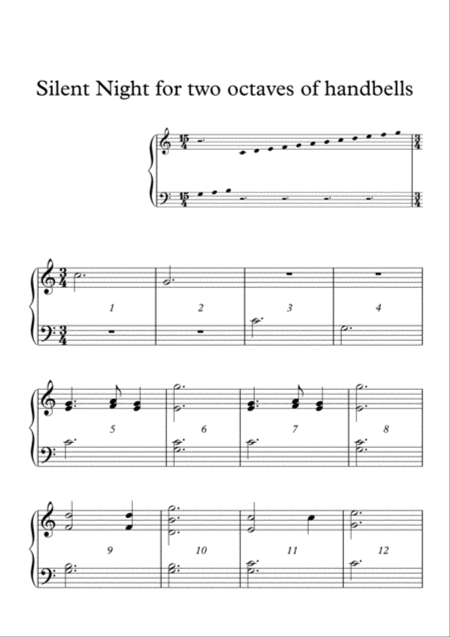 Silent Night, for two octaves of handbells 2-Octaves scores gallery preview page 1