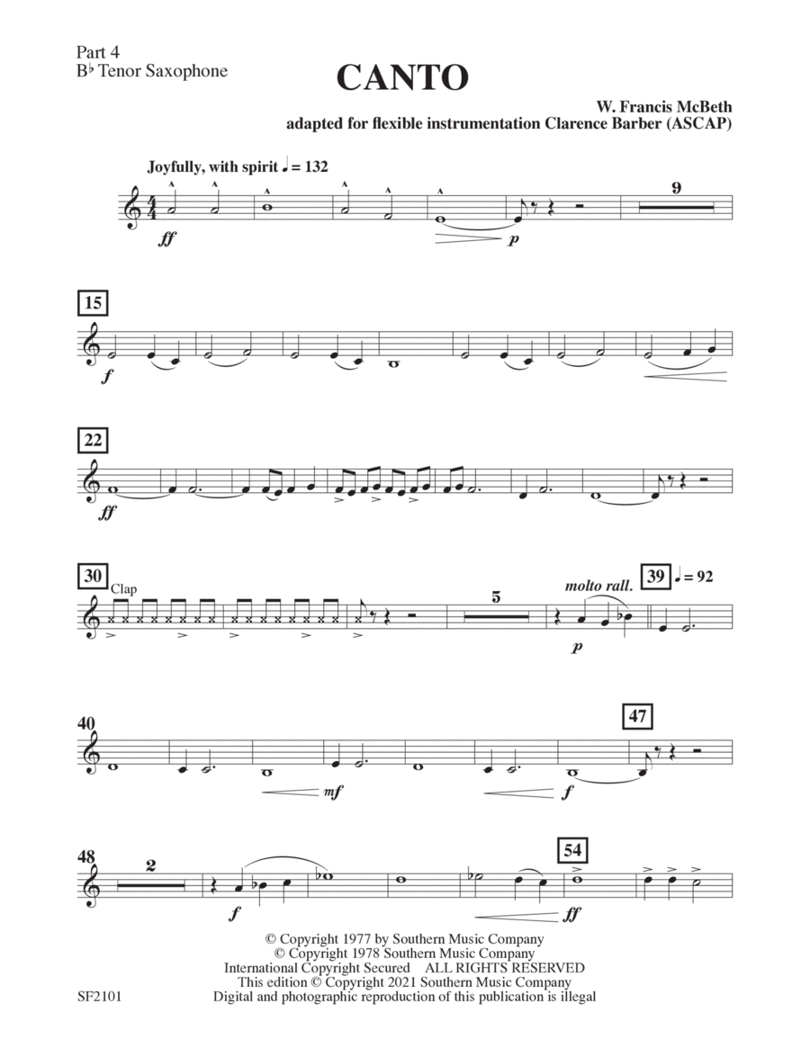 Canto - Tenor Sax 4 Concert Band scores gallery preview page 1