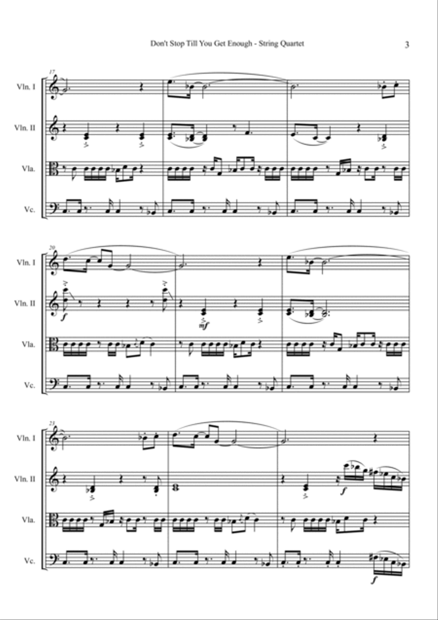 Don't Stop Til You Get Enough String Quartet scores gallery preview page 3