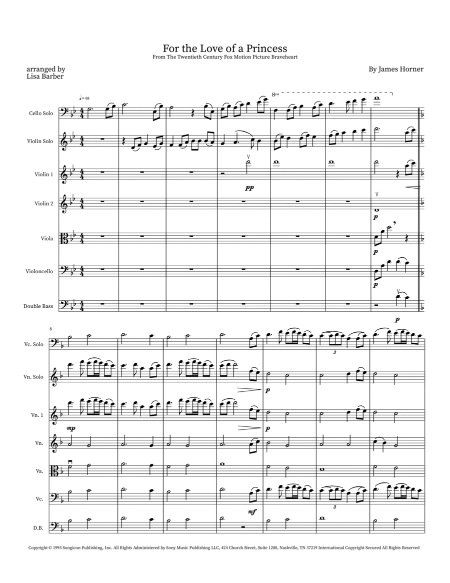 For The Love Of A Princess String Orchestra scores gallery preview page 1