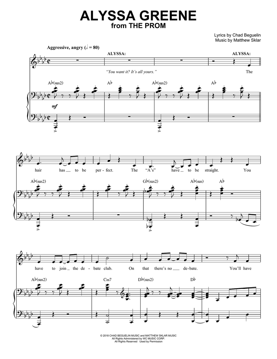 Alyssa Greene (from The Prom: A New Musical) Voice scores gallery preview page 1