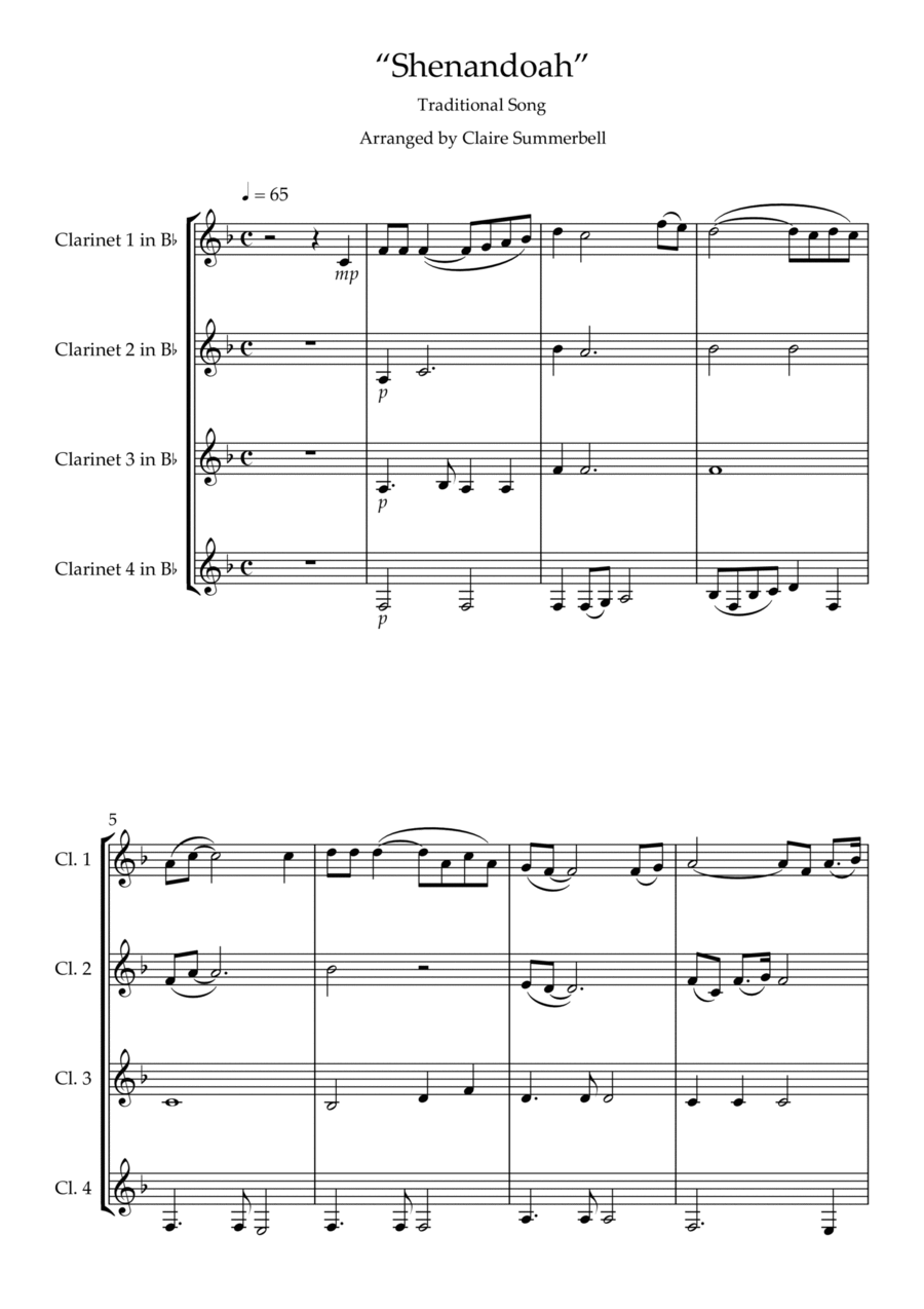 Shenandoah Shenandoah Woodwind Quartet scores gallery preview page 1