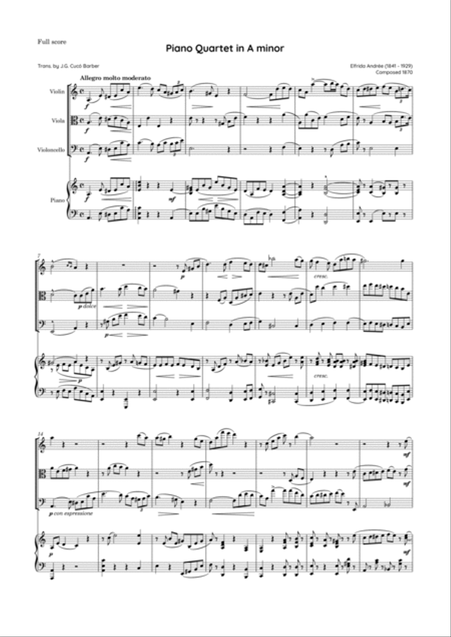 Andrée - Piano Quartet in A minor Piano Quartet scores gallery preview page 2