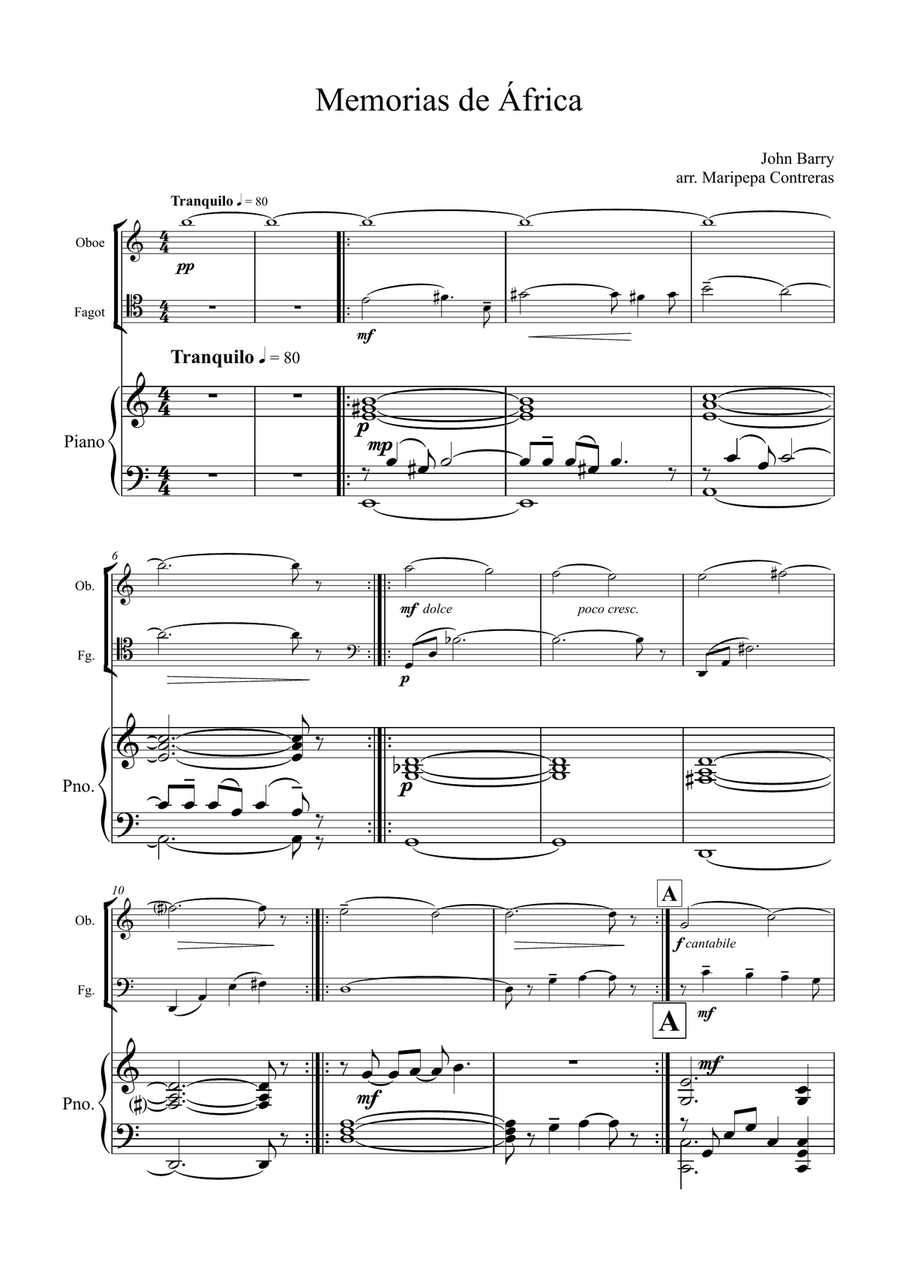 Memorias De Africa Woodwind Duet scores gallery preview page 1