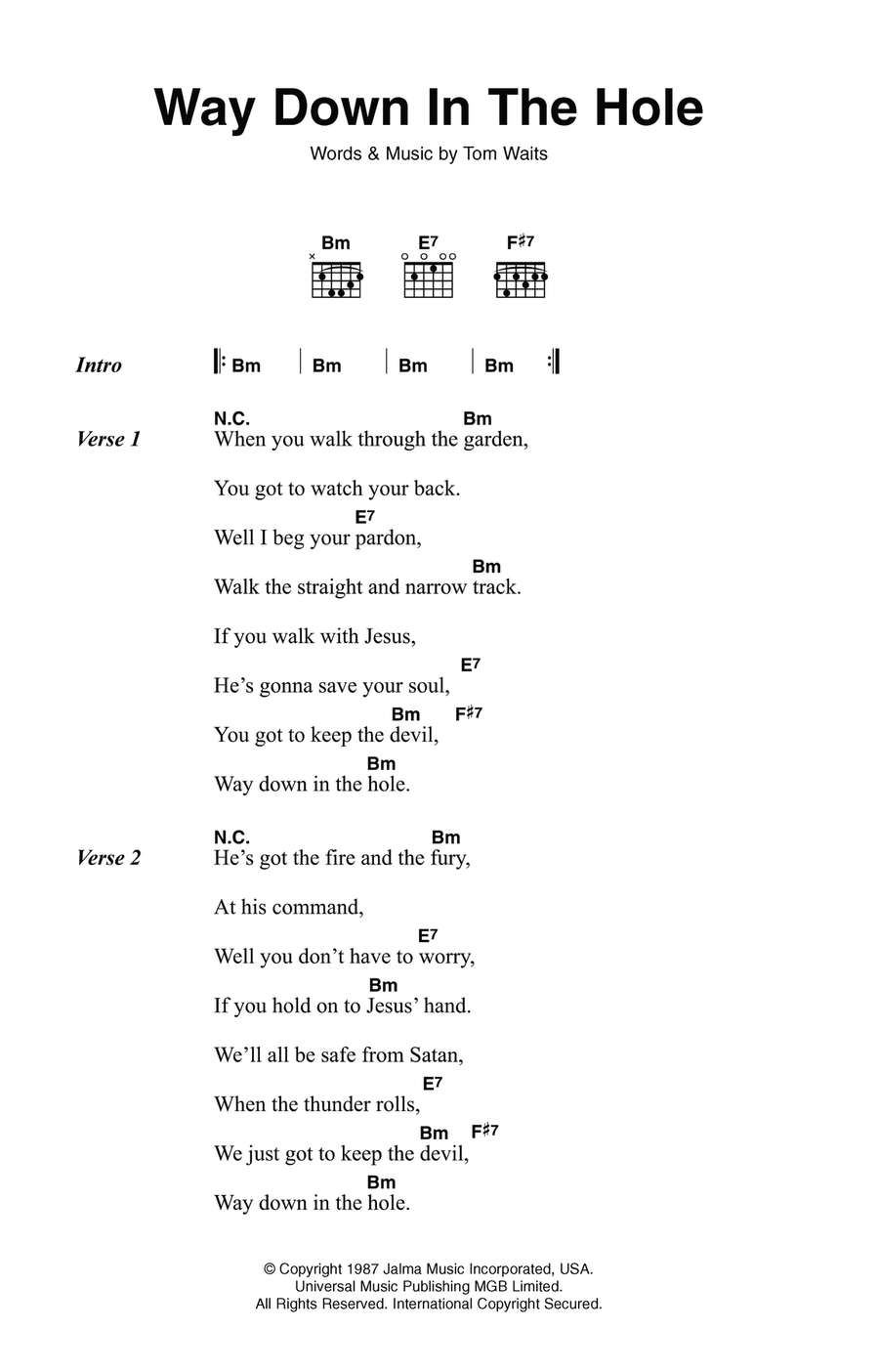 Way Down In The Hole Guitar scores gallery preview page 1