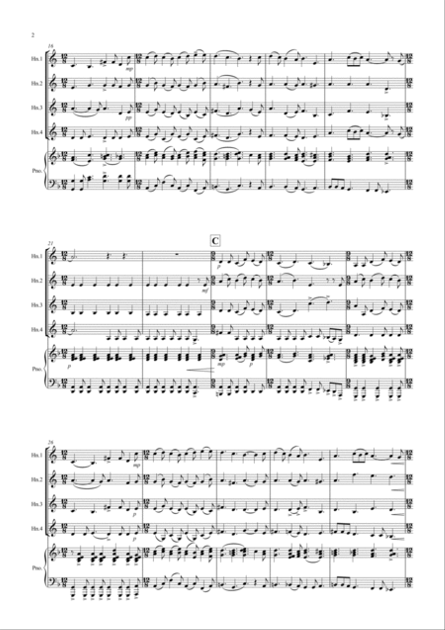 The Angel Gabriel for Horn Quartet French Horn Quartet scores gallery preview page 2