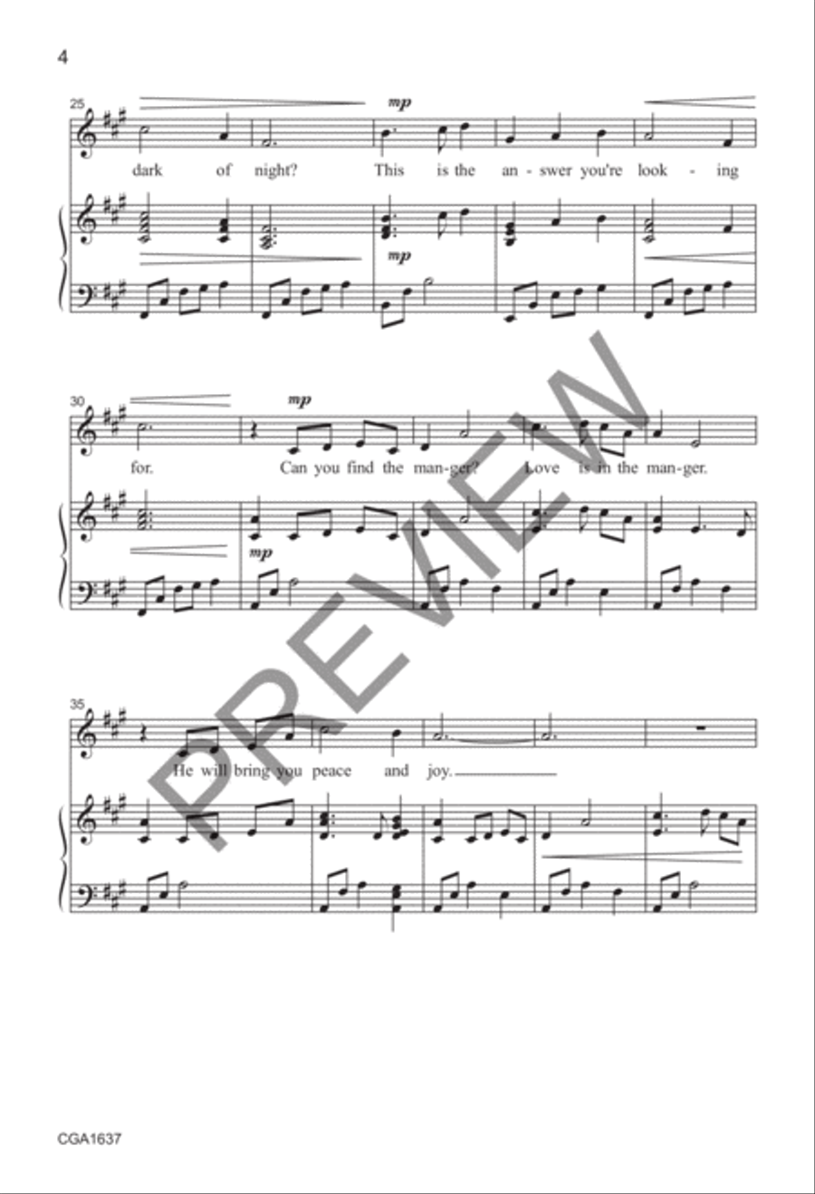 Love is in the Manger (SATB + Unison Combined Choirs) 4-Part scores gallery preview page 4