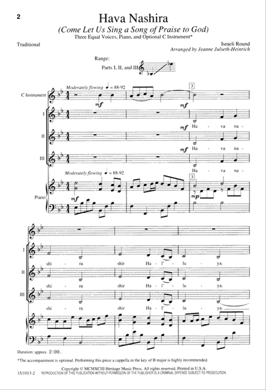 Hava Nashira Hava Nashira Choir scores gallery preview page 2