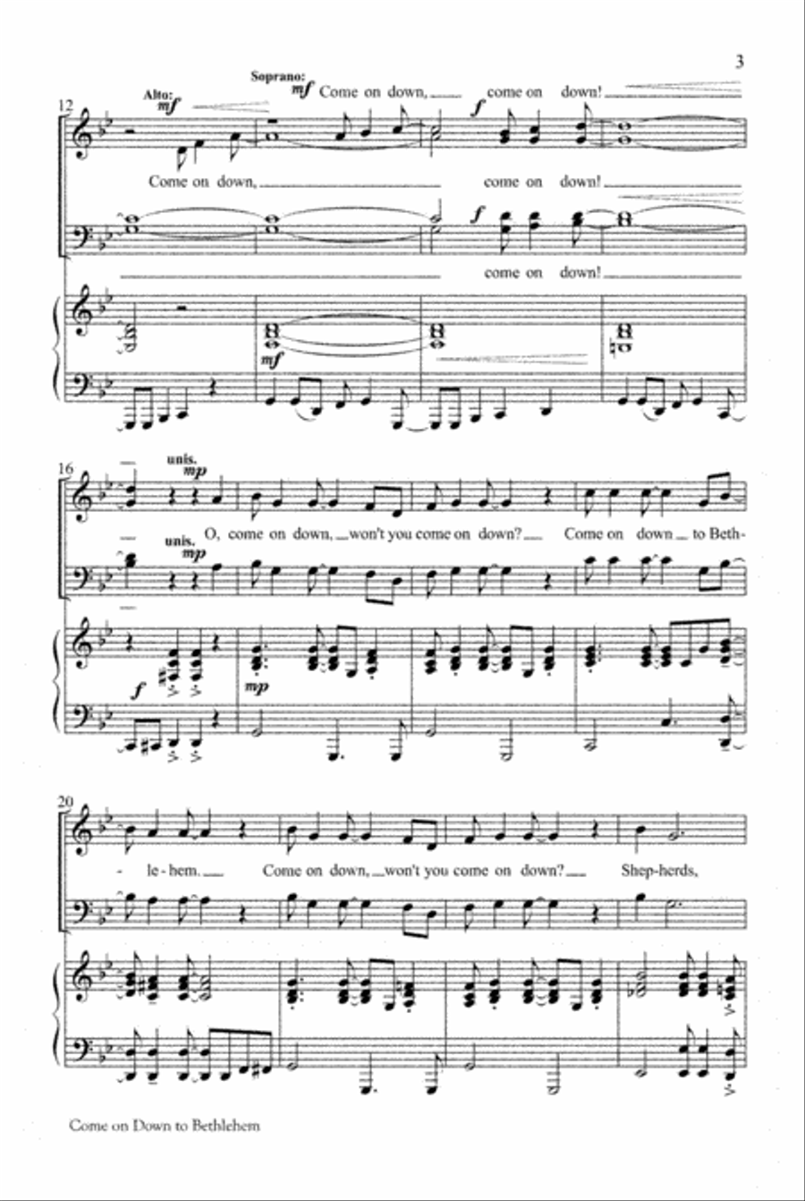 Come on Down to Bethlehem 4-Part scores gallery preview page 3