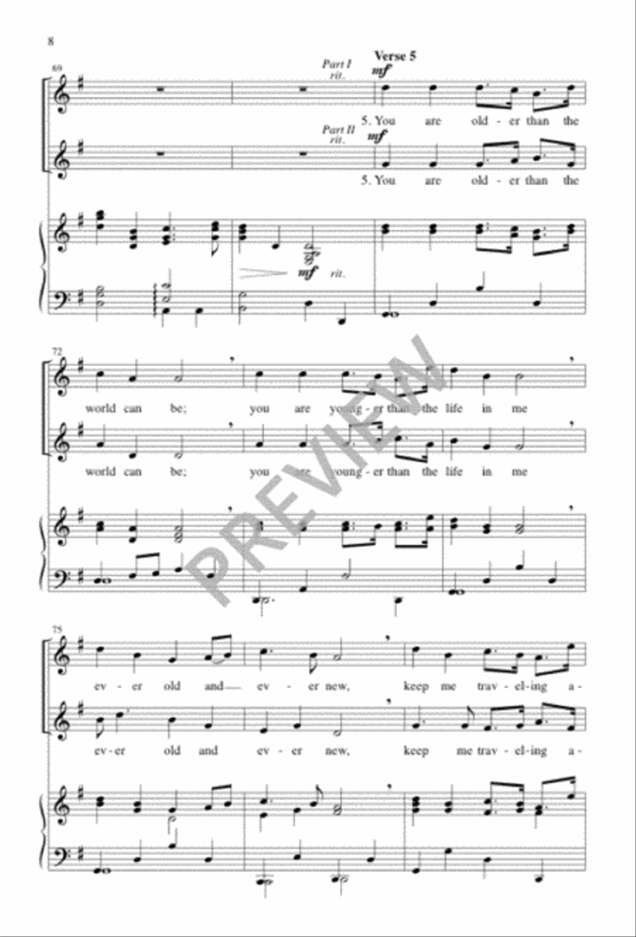 One More Step along the World I Go Unison Choir scores gallery preview page 8