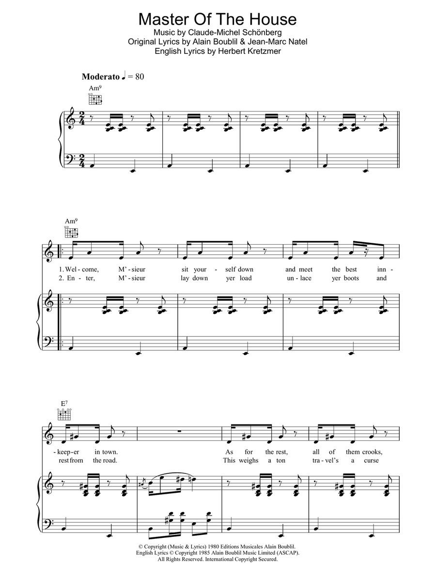 Master Of The House Piano, Vocal, Guitar scores gallery preview page 1