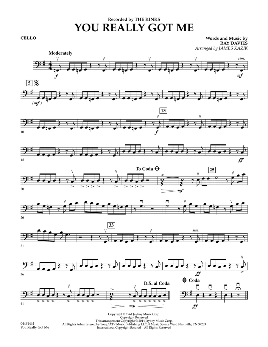 You Really Got Me - Cello Orchestra scores gallery preview page 1