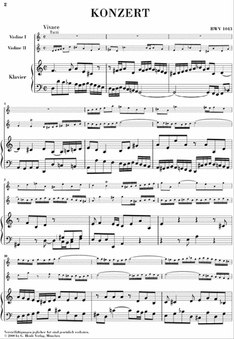 Concerto for 2 Violins and Orchestra in D Minor BWV 1043 Violin scores gallery preview page 2