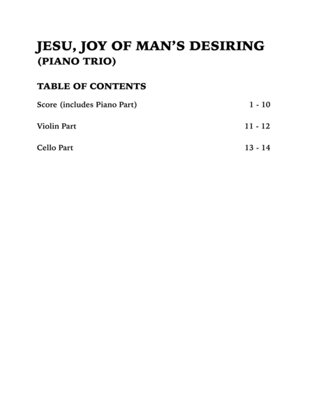 Jesu, Joy of Man's Desiring (Piano Trio): Violin, Cello and Piano image number null