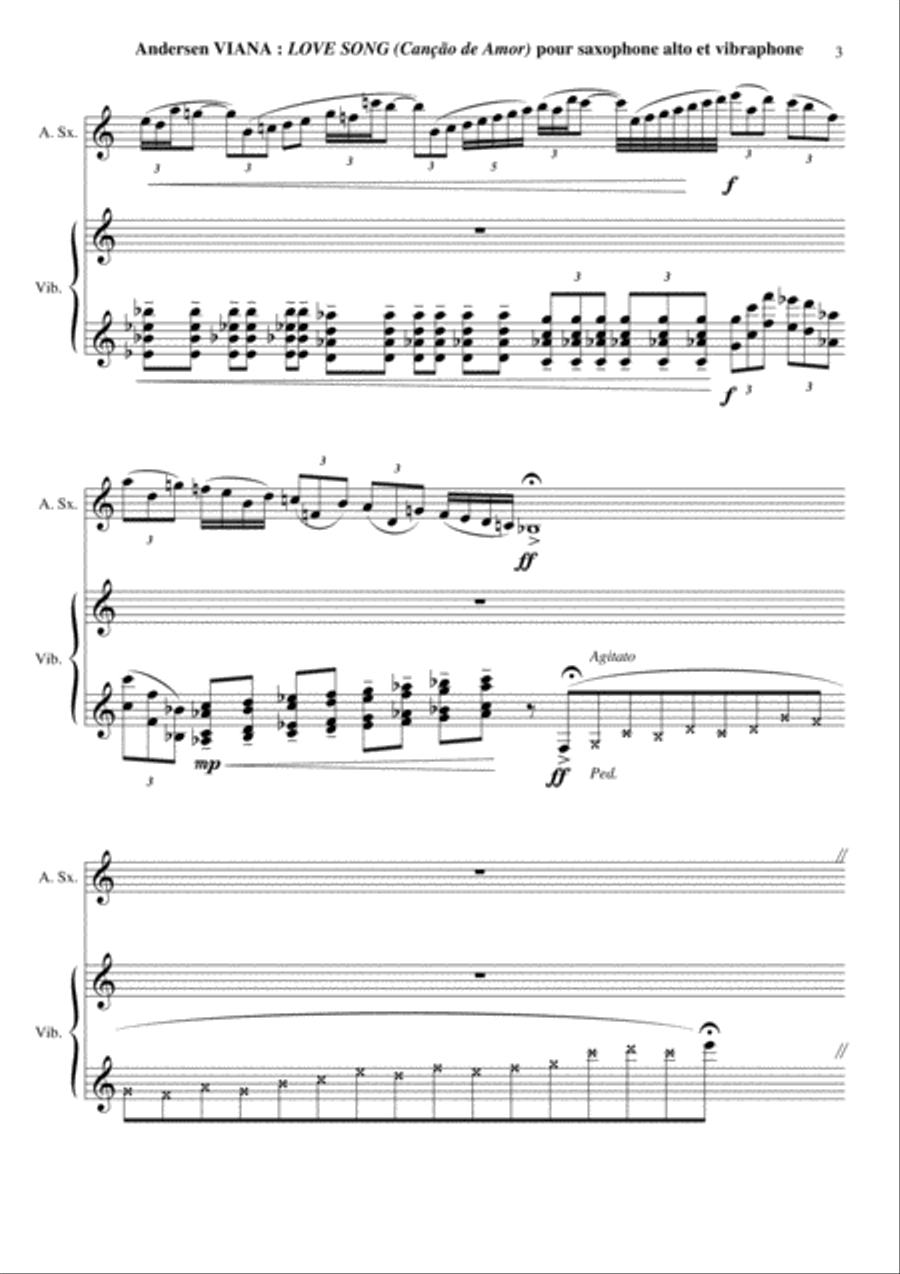 Andersen VIANA LOVE SONG (Canção de Amor) for alto saxophone and vibraphone Alto Saxophone scores gallery preview page 3