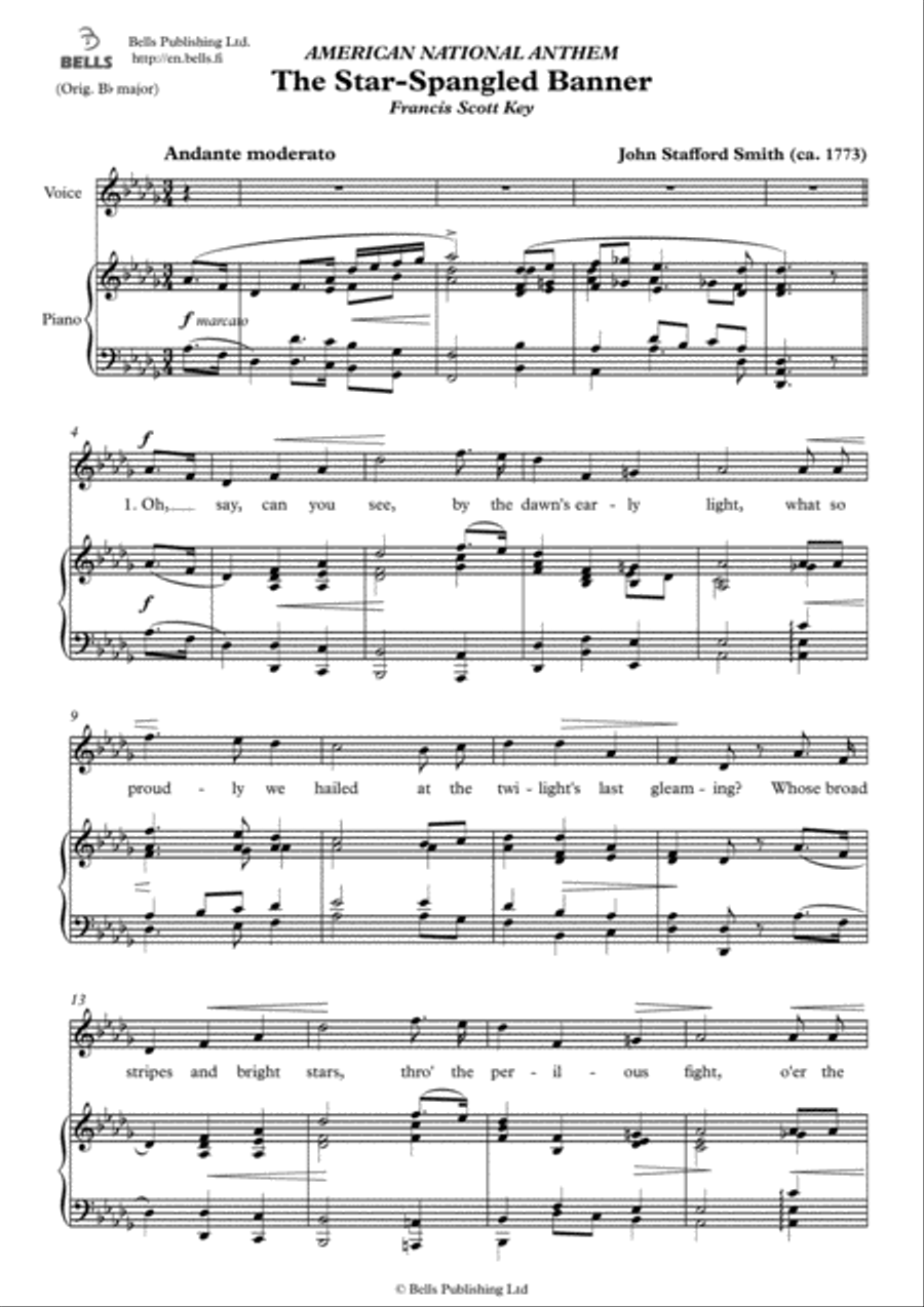 The Star-Spangled Banner (D-flat Major) Voice Solo scores gallery preview page 1