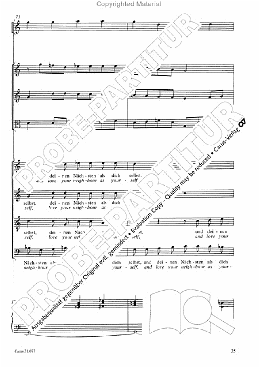 The Lord your God you shall now be loving (Du sollt Gott, deinen Herren, lieben) 4-Part scores gallery preview page 36